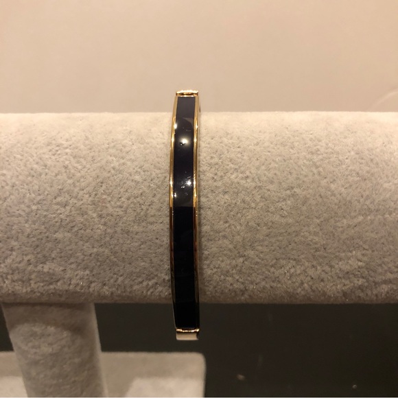 Anne Klein Bracelet,  gold tone w/ navy blue enamel, foldover clasp, extra link - Picture 3 of 13